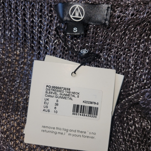 Nwt missguided distressed tab neck sleeveless gunmetal tank size us 6 - Picture 4 of 5
